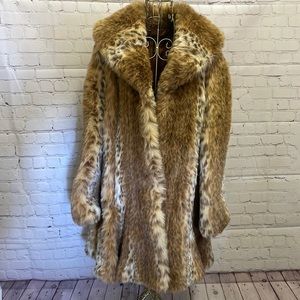Faux leopard fur coat